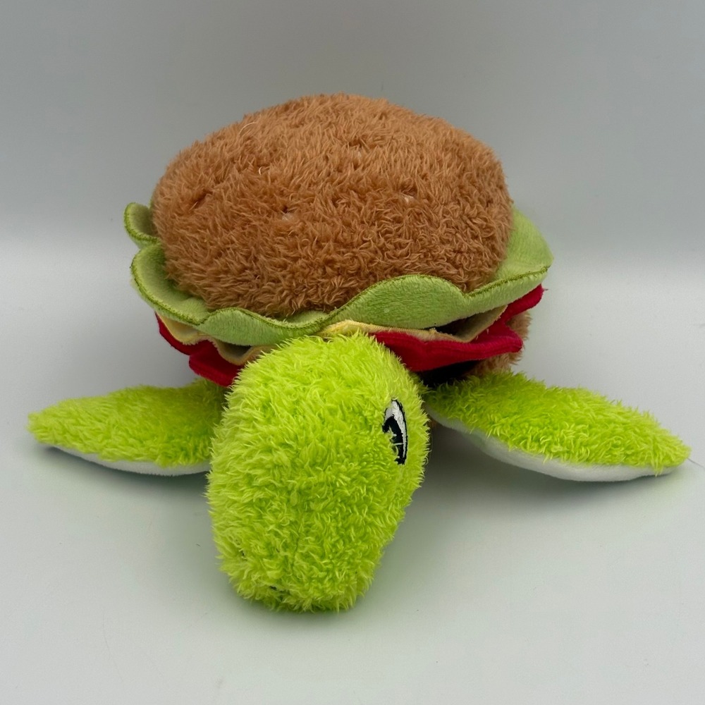 Hamburger Turtle Plush Stuffed Animal Green Foodie Cheeseburger Toy 8" Walmart
